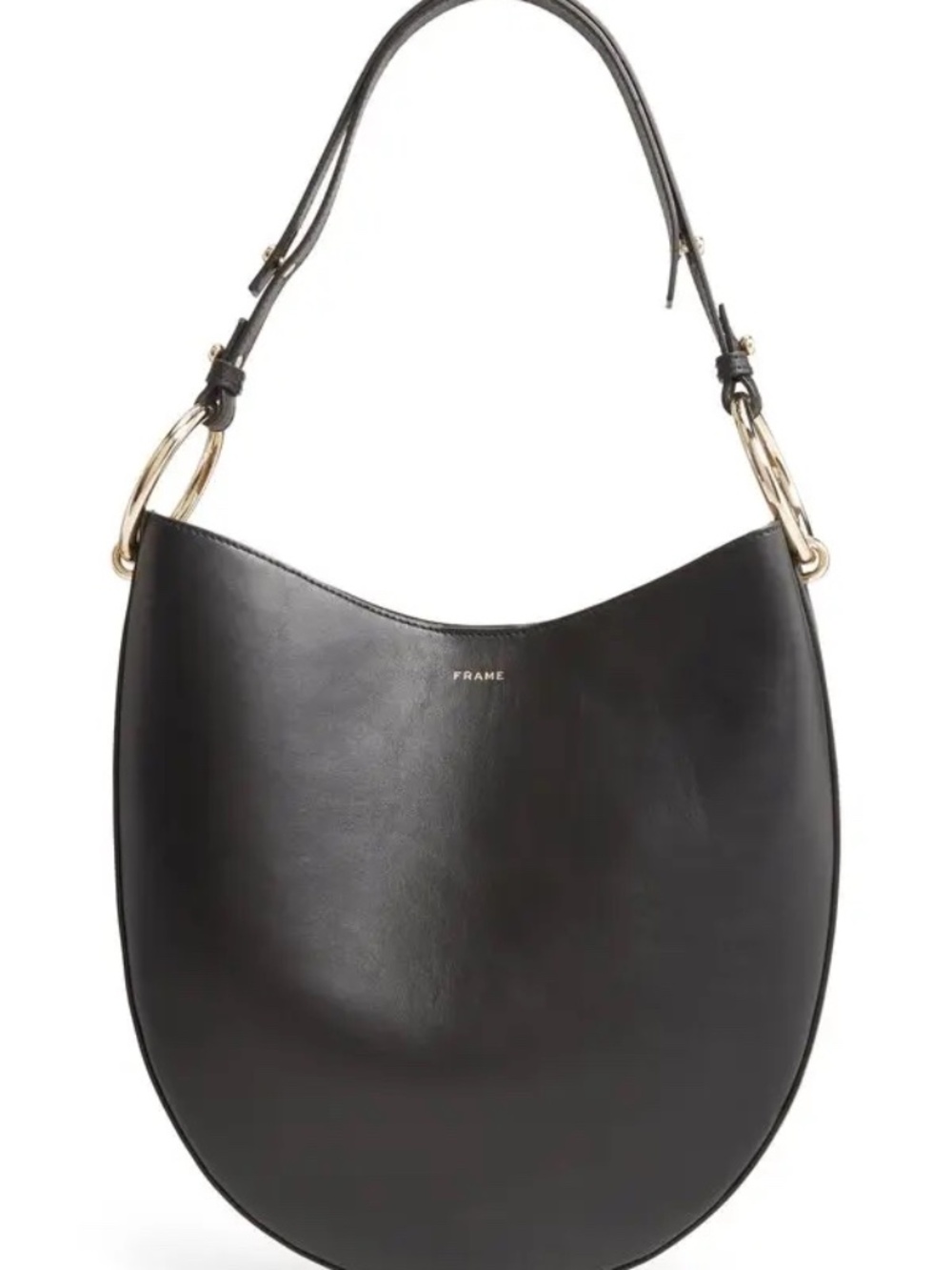 FRAME Le Hobo Bag Black Leather Shoulder Bag w/Gold Accents & Detachable Pouch